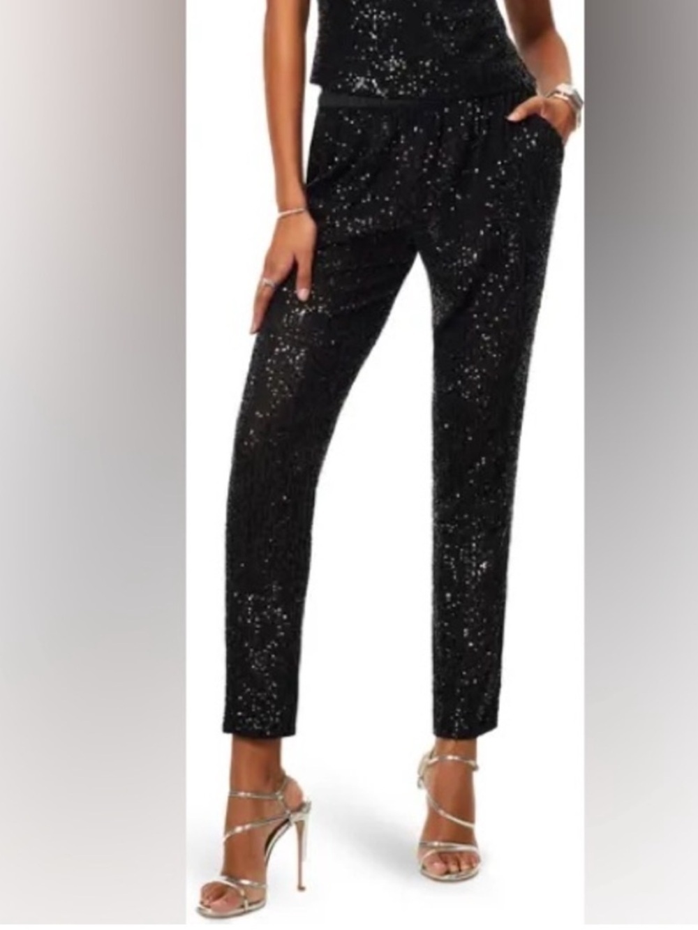 Ramy Brook Arlin Sequin Jogger Pants | Medium | NWT | Black | MSRP $295